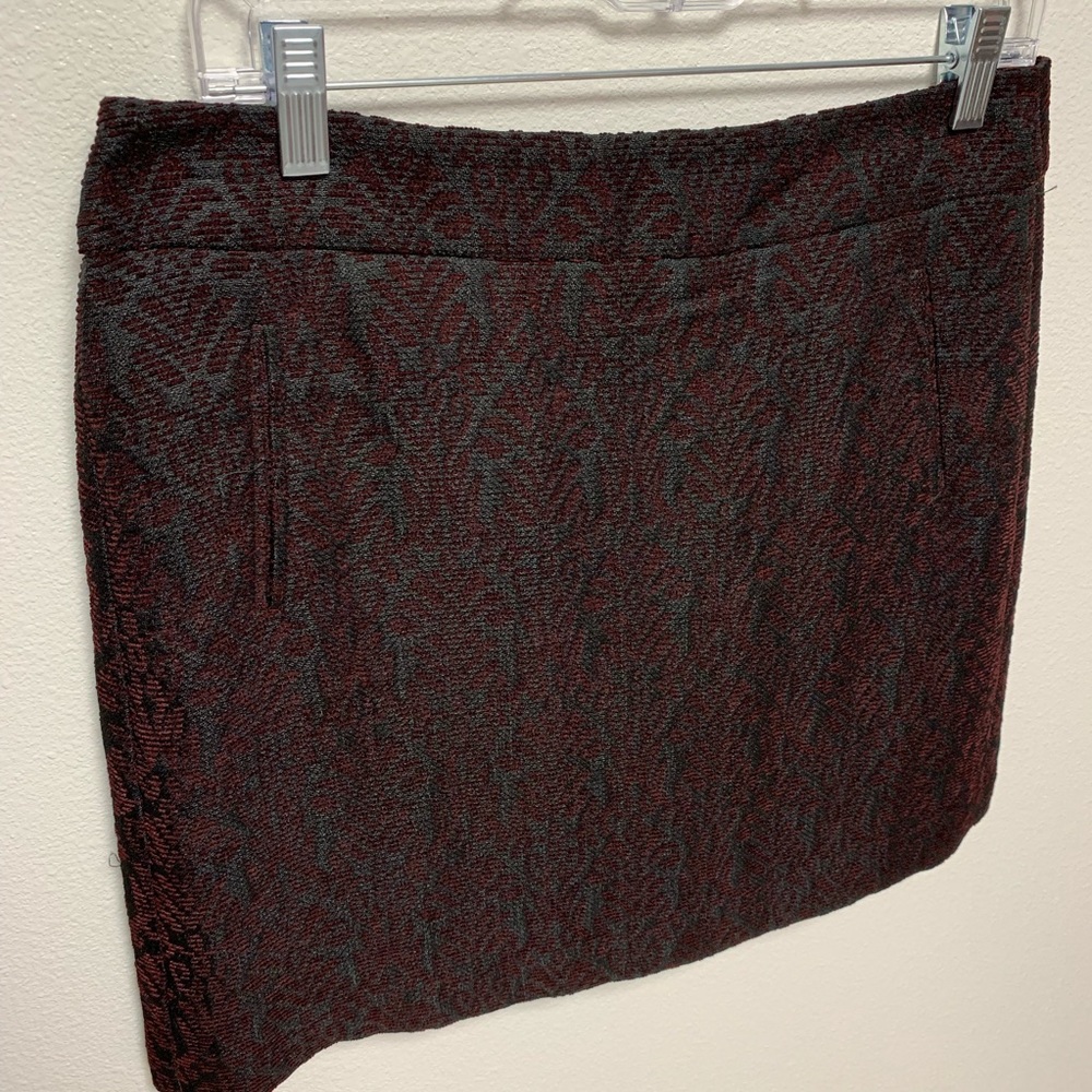 NEW Loft Black Red Brocade Mini Skirt 6